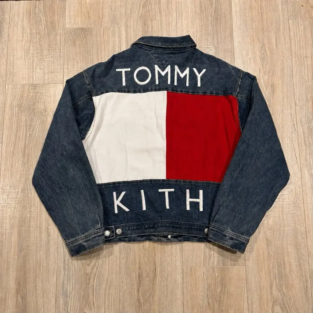 Kith Tommy Hilfiger Denim Jean Jacket Mens S Big Flag Blue Authentic Embroidered